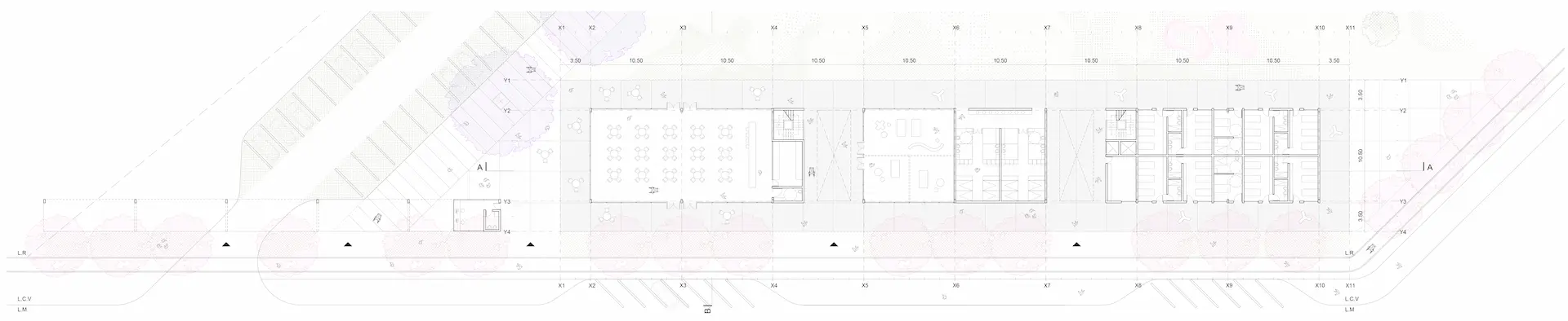 Vista nocturna de la residencia