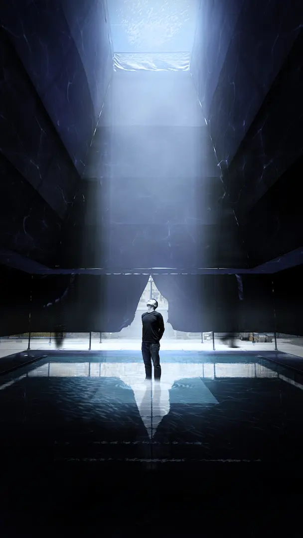 Vista lateral de la instalación artística