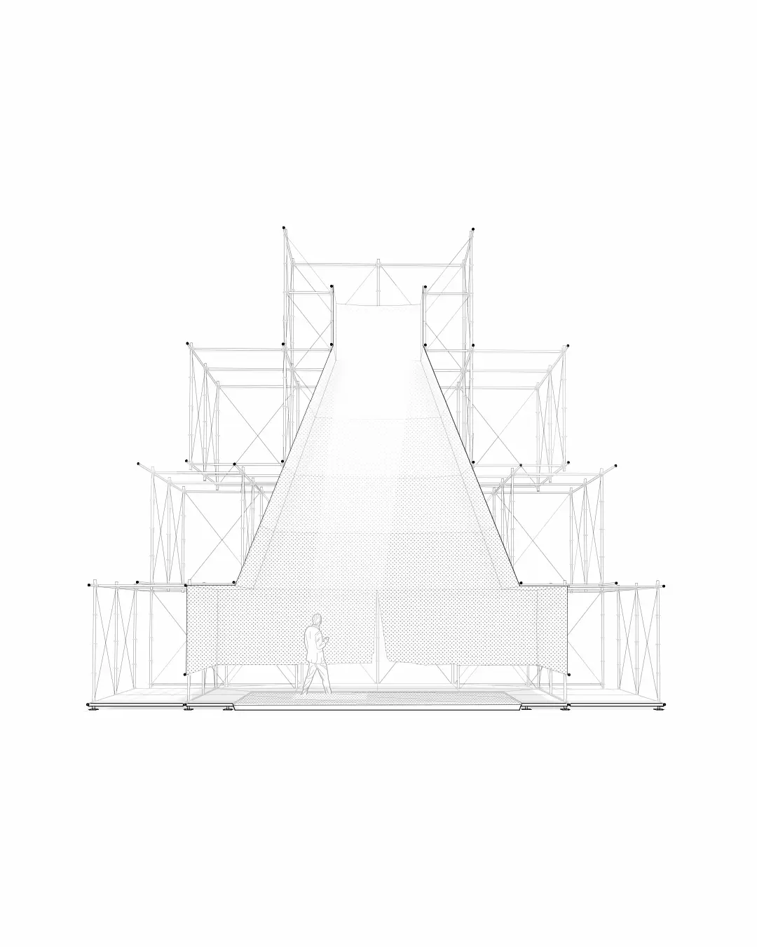 Agua fluyendo por la figura